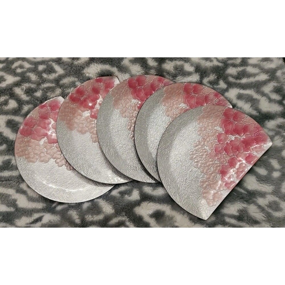 Set Of 5 Bonne Couleur Electroforming Cloisonne Enamel Side Dishes Trinket Trays